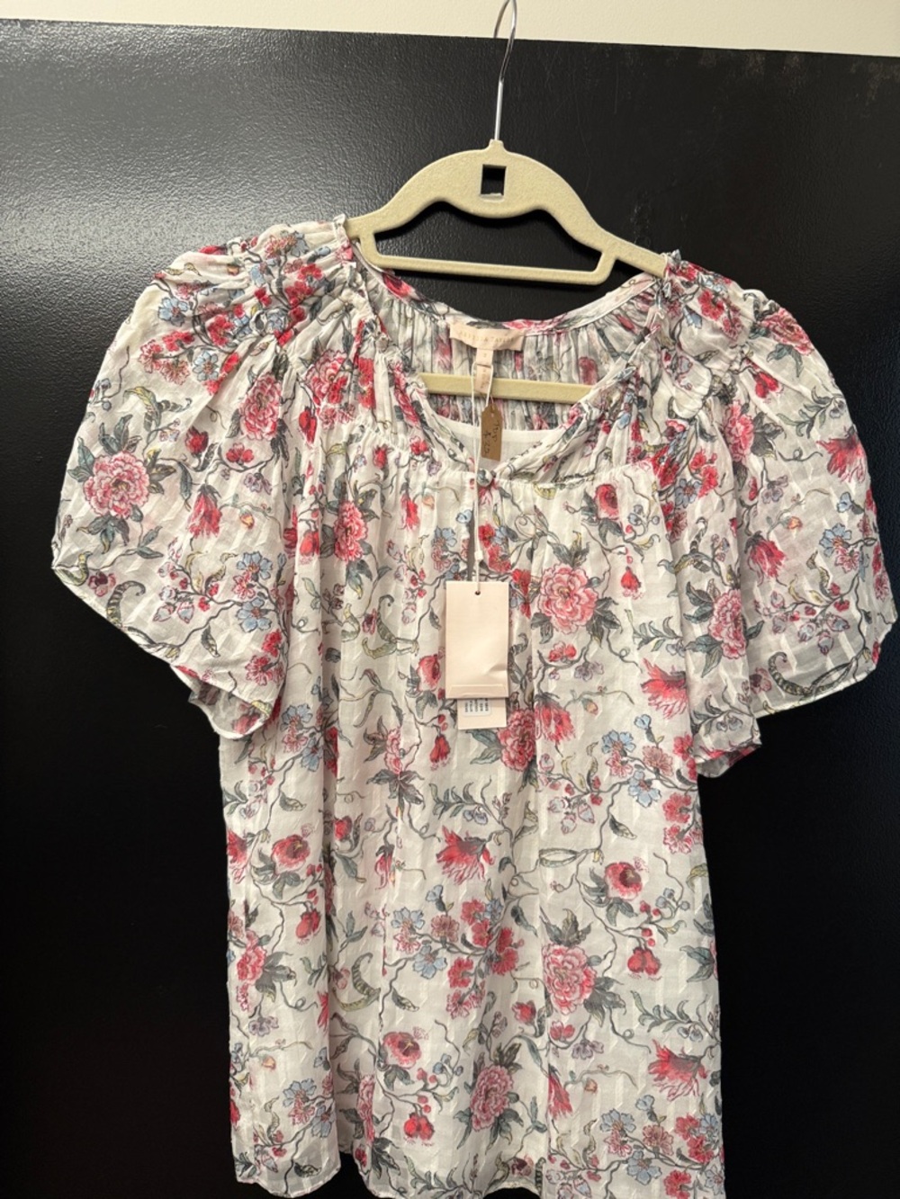 Rebecca Taylor White Floral Ruffled Peasant Top